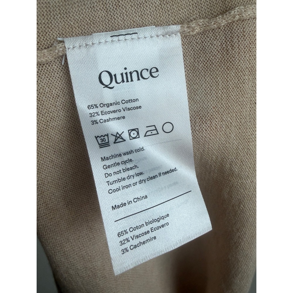 Quince Organic Cotton Cashmere Short Sleeve Sweater Tee Oatmeal Beige XL NWT - Picture 11 of 11